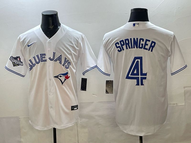 Men 2025 Toronto Blue Jays #4 Springer White Game Nike MLB Jersey style 02->toronto blue jays->MLB Jersey